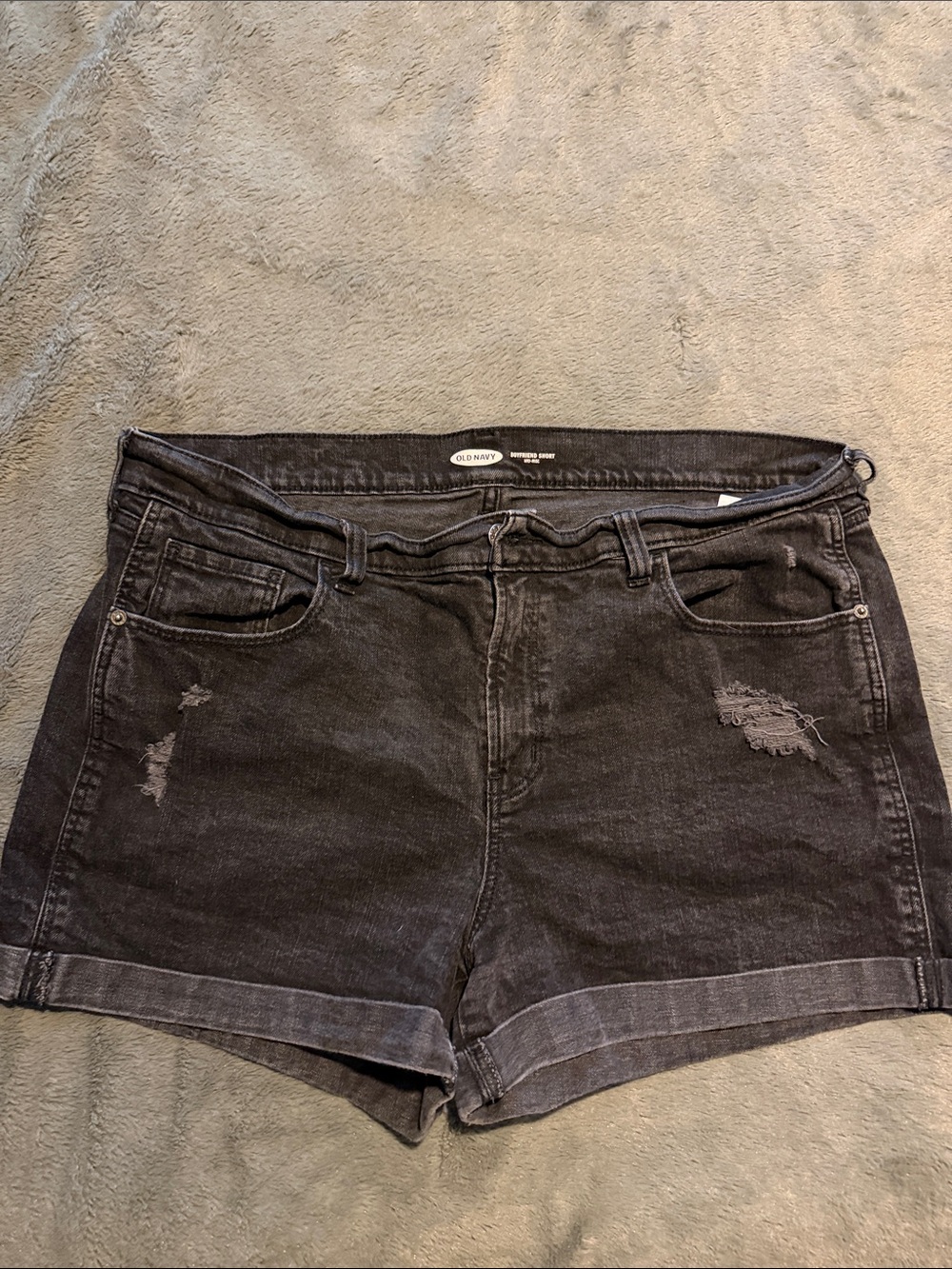 Old Navy Black Distressed Rolled-Hem Jean Shorts